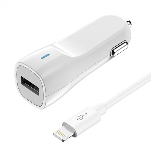 Avtomobil zaryadlovchi OLMIO, USB, 2.1A, + Lightning