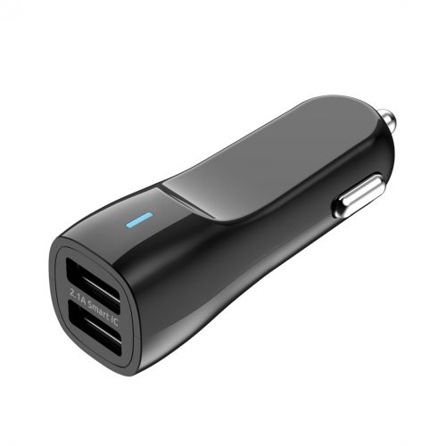 Автомобильное ЗУ 2USB, 2.1A, черное, OLMIO, купить недорого