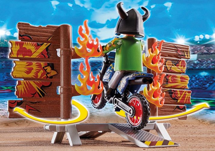 Игровой набор Playmobil - Stunt Show мотокросс с огненной стеной, фото