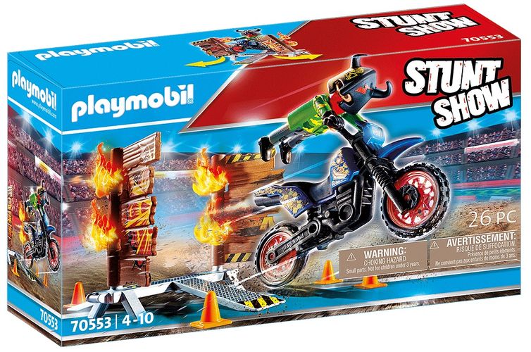 Игровой набор Playmobil - Stunt Show мотокросс с огненной стеной, купить недорого