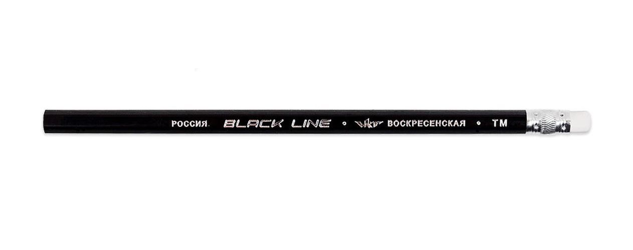 Карандаш графитный с ластиком ВКФ Black Line