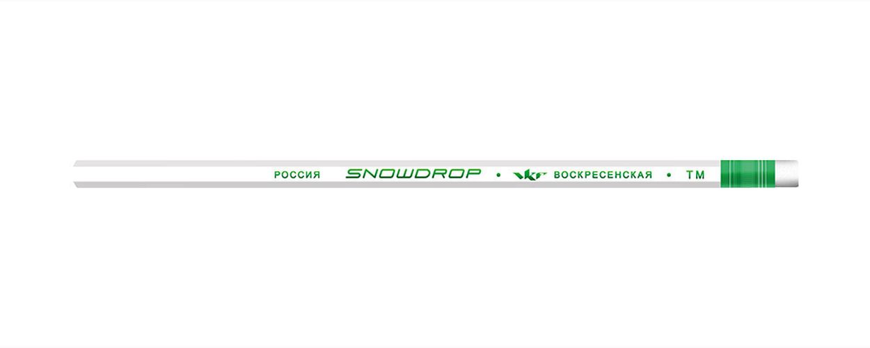 Карандаш графитный с ластиком ВКФ Snowdrop ШЕСТИГРАННЫЙ