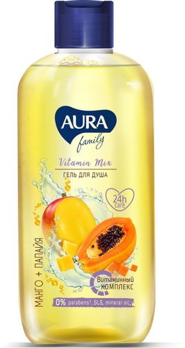 AURA FAMILY dush uchun gel Mango va papaya