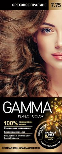 Sochlar uchun bo'yoq "GAMMA PERFECT COLOR" ton 7.75 yong'oqli praline