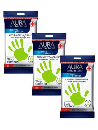 AURA Derma Protect Moychechak antibakterial nam salfetkalar pocket-pack