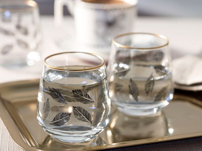 Çoka Glass 6-Piece Coffee Side Стакан 115 мл Черно-золотой