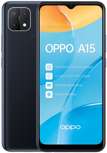 Смартфон OPPO A15, Black, 4/64 GB