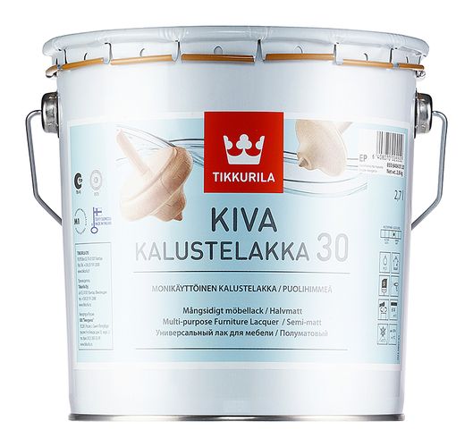 Лак полуматовый Tikkurila KIVA 30 EP, 2.7 л