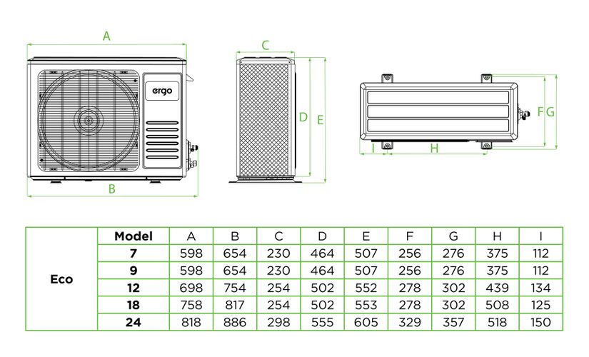 Konditsioner ERGO AC 1218 CHW, foto