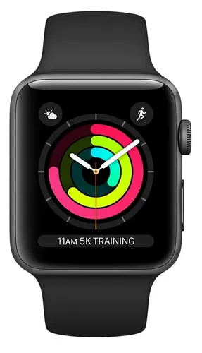Apple Watch Series 3 38mm Space Gray Aluminum Case with Black Sport Band, купить недорого