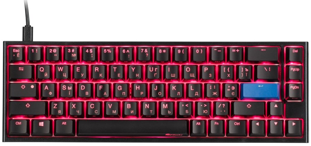 O'yin klaviaturasi Ducky One 2 SF Cherry Silent Red, RGB LED Black-White, sotib olish