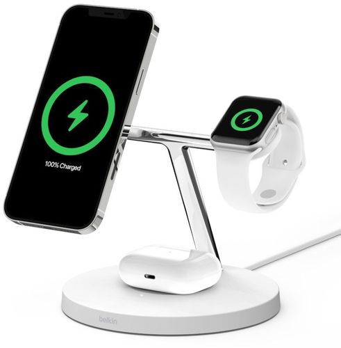 Simsiz zaryadchik Belkin MagSafe 3-in-1 Wireless Charger White (WIZ009VFWH)