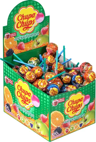 Chupa Chups karameli Mevali natural sharbat bilan, 12g/100 ta dona