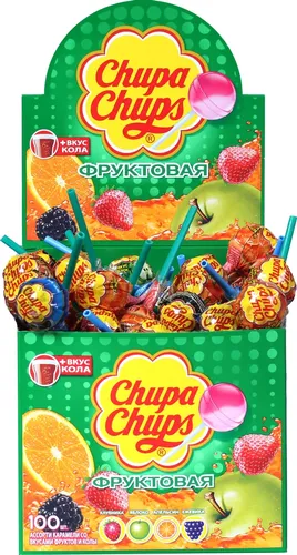 Chupa Chups karameli Mevali natural sharbat bilan, 12g/100 ta dona, в Узбекистане