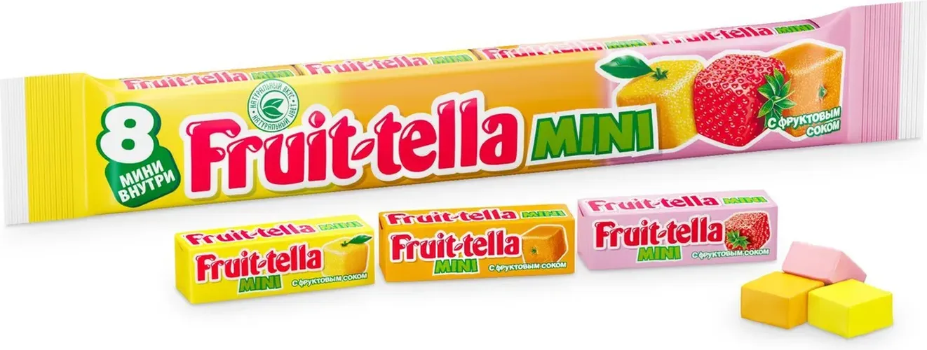 Жевательная конфета Fruit-tella мини мультипак 88г х 16 шт, купить недорого