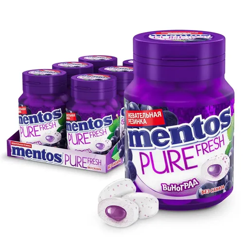 Жевательная резинка Mentos Pure Fresh Виноград 54г х 1 шт, купить недорого