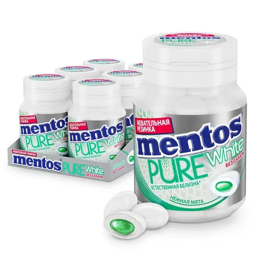 Chaynaladigan rezinka Mentos Pure White Yumshoq yalpiz 54g/6ta