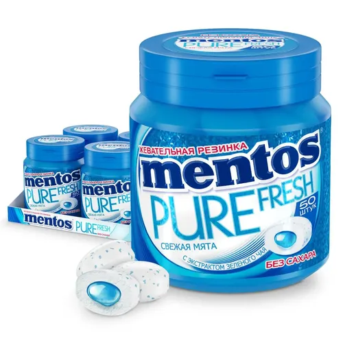 Chaynaladigan rezinka Mentos Pure Fresh Yangi yalpiz 100g/4ta