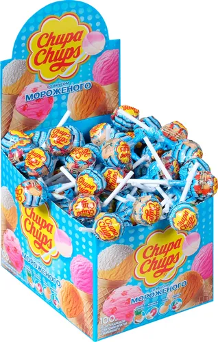 Chupa Chups muzqaymoq ta'mi bilan karamel, 12g/100ta dona