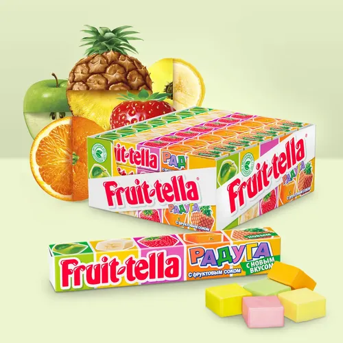 Chaynaladigan konfetlar Fruittella Kamalak, 41g/21 ta dona, купить недорого