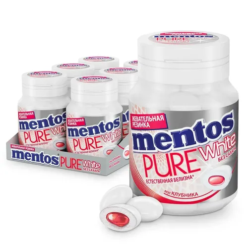 Жевательная резинка Mentos Pure White Клубника 54г х 1 шт