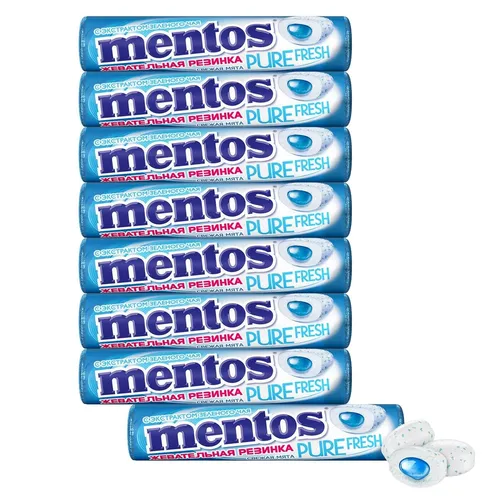 Жевательная резинка Mentos Pure Fresh свежая мята 15.5 г х 24 шт, купить недорого