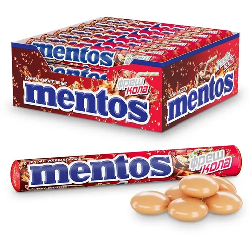 Жевательное драже Mentos Cola, 37г х 21 шт