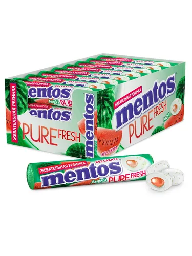 Жевательная резинка Mentos Pure Fresh Арбуз 15.5 г х 24 шт, купить недорого