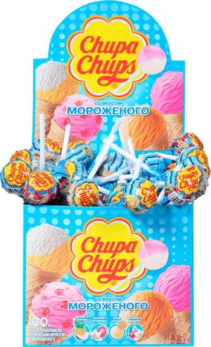 Chupa Chups muzqaymoq ta'mi bilan karamel, 12g/100ta dona, купить недорого