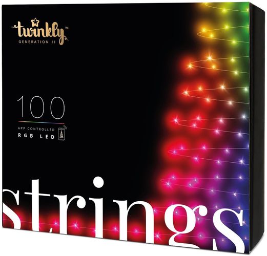 Smart LED Гирлянда Twinkly Strings RGB 100, BT+WiFi, Gen II, IP44 кабель черный (TWS100STP-BEU)