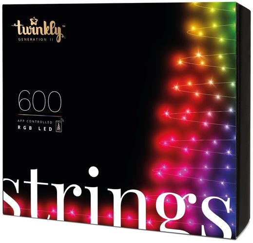 Smart LED Гирлянда Twinkly Strings RGB 600, BT+WiFi, Gen II, IP44 кабель черный (TWS600STP-BEU)