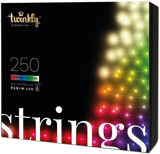 Smart LED Гирлянда Twinkly Strings RGBW 250, BT+WiFi, Gen II, IP44, кабель черный (TWS250SPP-BEU)