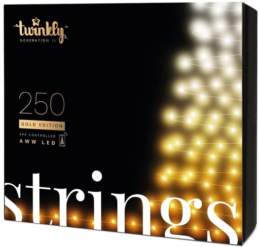 Smart LED Гирлянда Twinkly Strings AWW 250, BT+WiFi, Gen II, IP44, кабель черный (TWS250GOP-BEU)