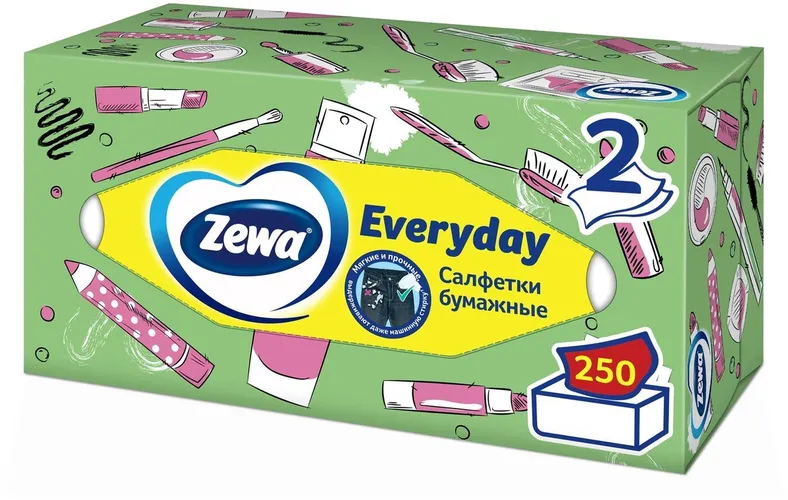 Салфетки Бумажные Косметические Zewa Everyday 250 шт.