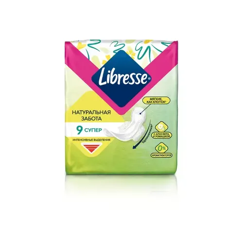 Prokladkalar LIBRESSE Natural Care Ultra Super 9 dona 5 tomchi