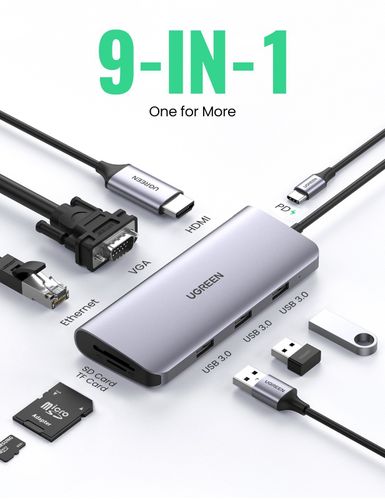 USB-C Многопортовый концентратор 9 в 1 UGREEN 40873, купить недорого