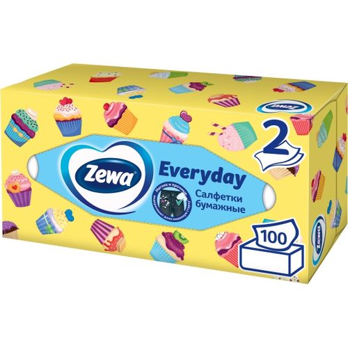 Салфетки коробочные ZEWA Everyday голубые 2 слоя 100 шт