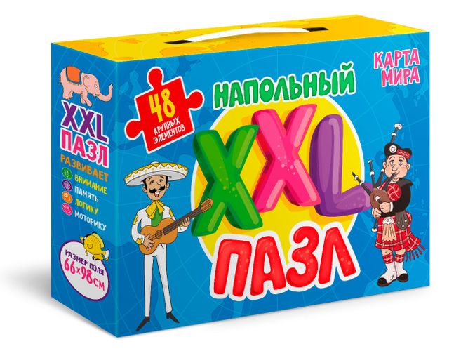 Напольный XXL пазл. Карта Мира