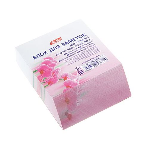 Блок для заметок на клею Hatber с косым срезом 90*110 Розовая орхидея