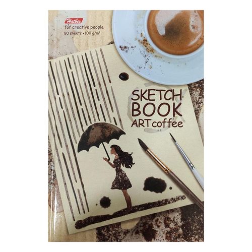 Бизнес-блокнот SketchBook 80л А6ф 100гр/кв.м без линовки тв.переплет-Art Coffee-
