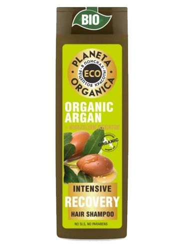 Planeta Organica EKO sochlar uchun shampun ORGANIK ARGAN+BRAZILIYA KERATIN, 520 ml