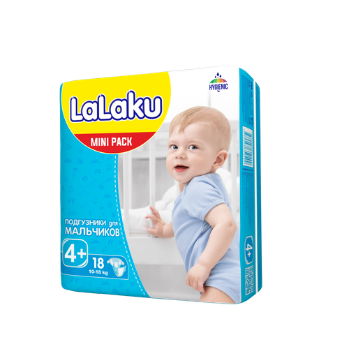 O'g'il bolalar uchun pampers Lalaku, 18 шт, Размер 4+ на 10-18 кг