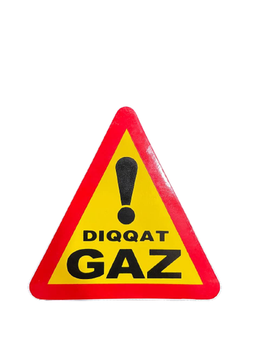 "Diqqat Gaz" yopishqoq stikeri