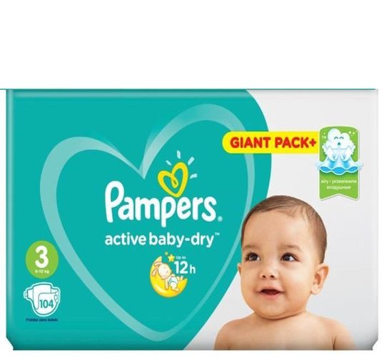 Подгузники Pampers Active Baby (Maxi), 104 шт, Размер 3 на 6-10 кг
