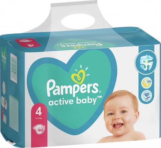 Подгузники Pampers Active Baby (Maxi), 90 шт, Размер 4 на 9-14 кг
