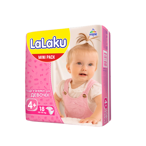 Qizlar uchun pampers Lalaku, 18 шт, Размер 4+ на 10-18 кг