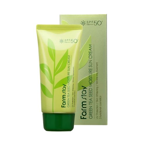 Солнцезащитный крем farm stay green tea seed moisture sun cream spf50+/pa+++ 70g