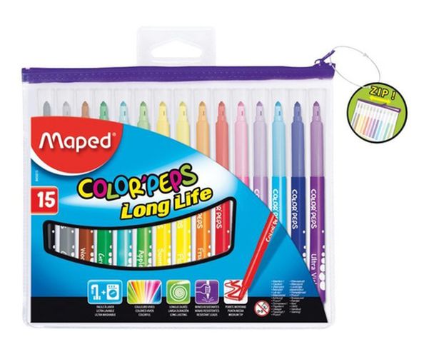 Marker Maped (15 rangli Color'Peps Zip bag)