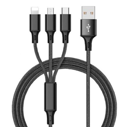 Zaryadlash kabeli 4Home 3 in 1 (chaqmoq, TYPE-C, MICRO-USB)