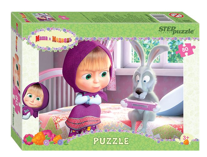 Step Puzzle / Pazzl 80 "Masha va ayiq - 2" (Animakkord) (blokda 16 dona)